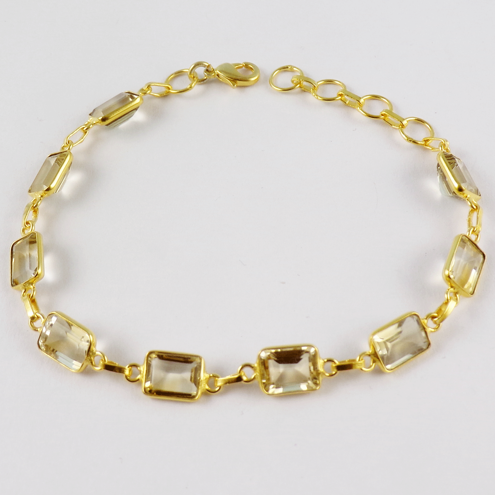 Pretty Citrine Brass Bracelet X - BZB999 18K Gold Plated Checker Cut Octagon Shape 6x8mm Bezel Setting Brass Bracelet